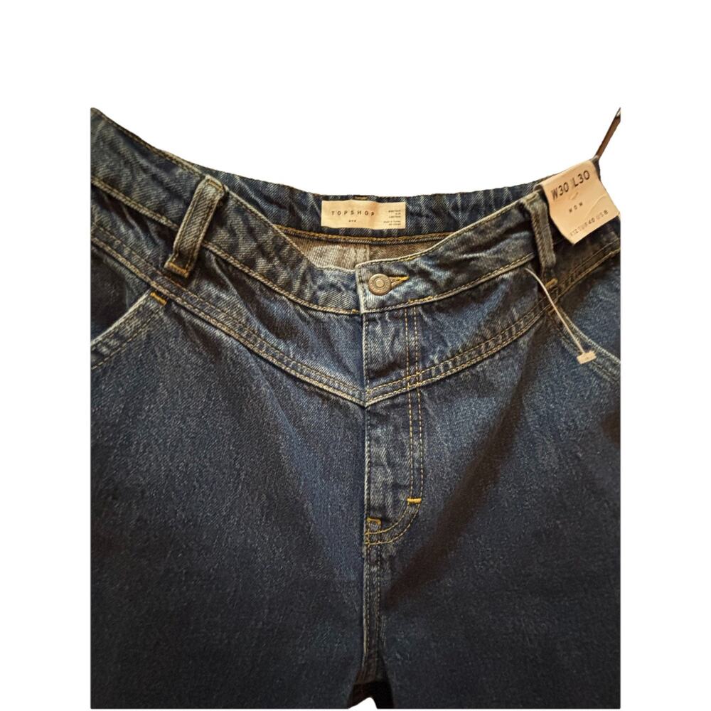 TOPSHOP Mom Jeans US 8 High Waisted Tapered Leg Medium Blue Wash .Waist 30NWT